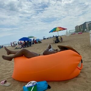 Bright BLUE Inflatable Lounger (Look behind green bucket in pictute)